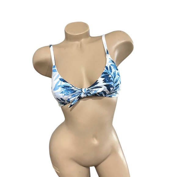 Splendid Blue Tropical Leaves Swimsuit Bikini. Top XS. Bottom Large. NWOT Swim - Picture 3 of 4